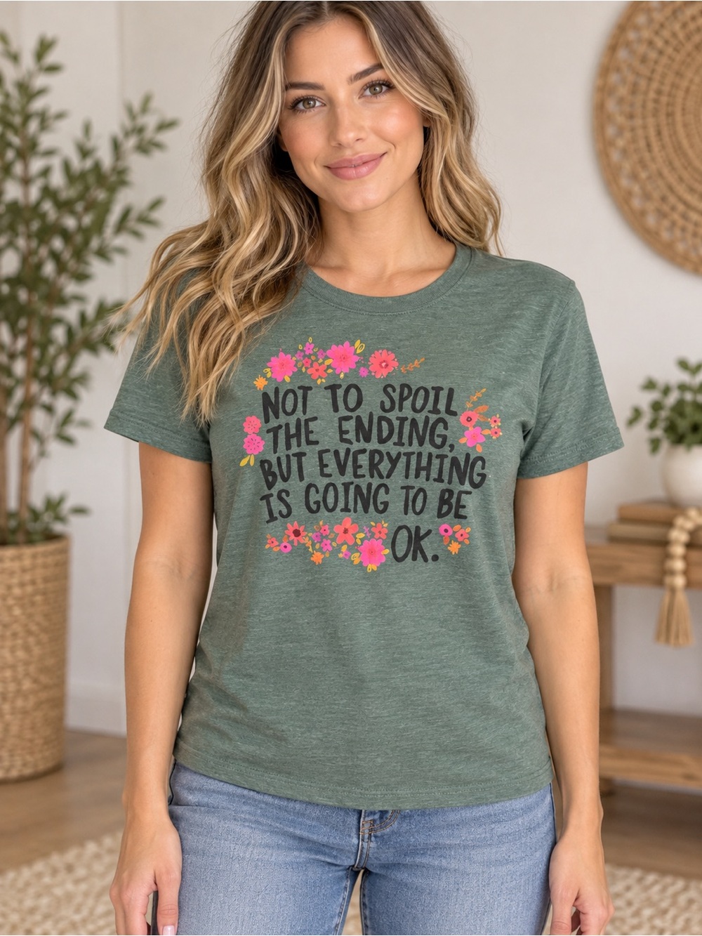 NATURAL LIFE Short Sleeve ‘Everything is going to be ok’ Graphic Tee Size Large
